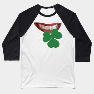 Mouth Biting Shamrock for St Patricks Day Baseball T-Shirt